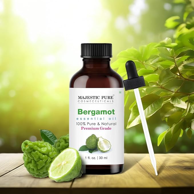 Majestic Pure Bergamot Essential Oil for Diffuser - 1 fl oz | 100% Natural Essentials Oils Ideal for Humidifier, Air Freshening, Cleaning Home, Bath, Steam Inhalation and Massage