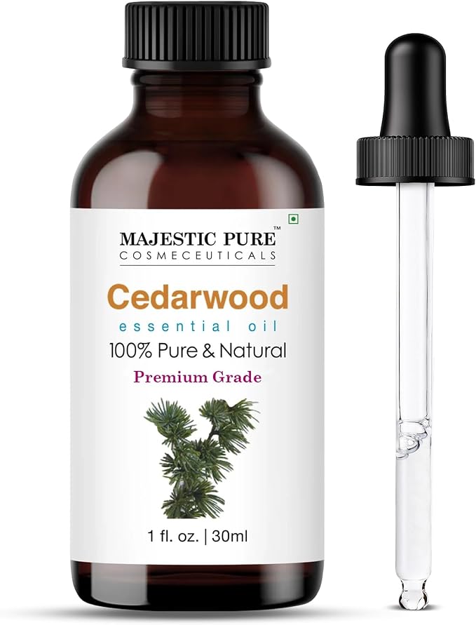 Majestic Pure Cedarwood Essential Oil for Diffuser - 1 Fl Oz | 100% Natural Essentials Oils Ideal for Humidifier, Air Freshening, Cleaning Home, Bath, Steam Inhalation and Massage