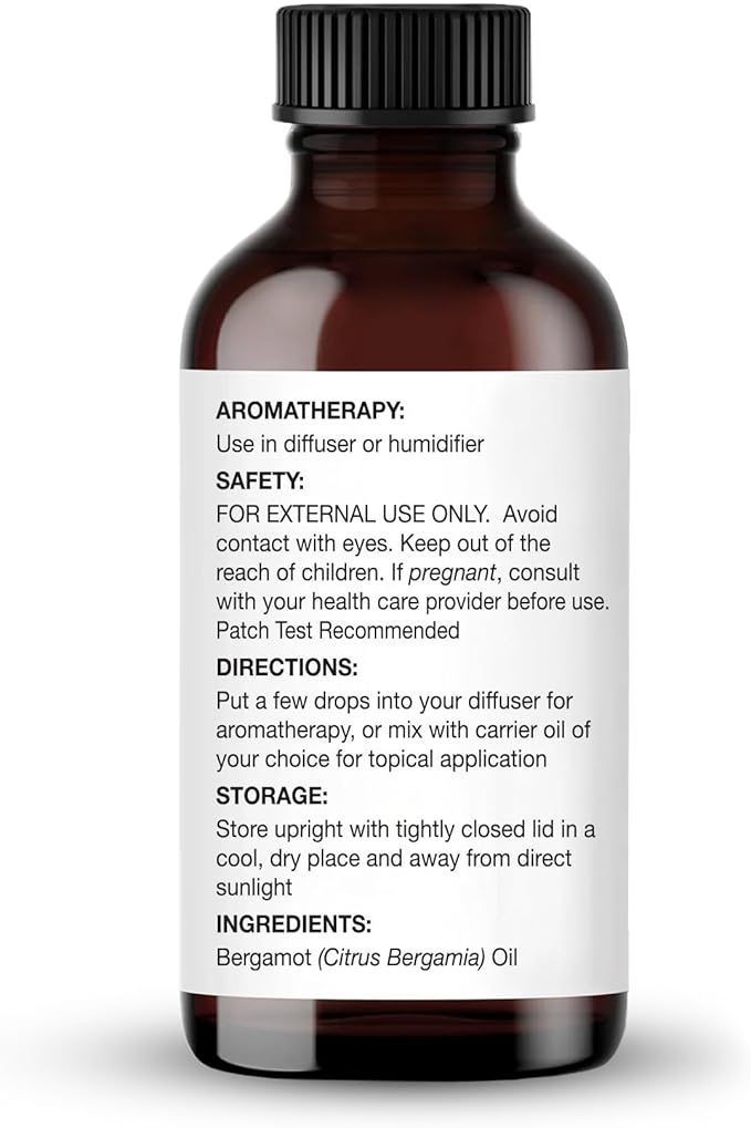 Majestic Pure Bergamot Essential Oil for Diffuser - 1 fl oz | 100% Natural Essentials Oils Ideal for Humidifier, Air Freshening, Cleaning Home, Bath, Steam Inhalation and Massage