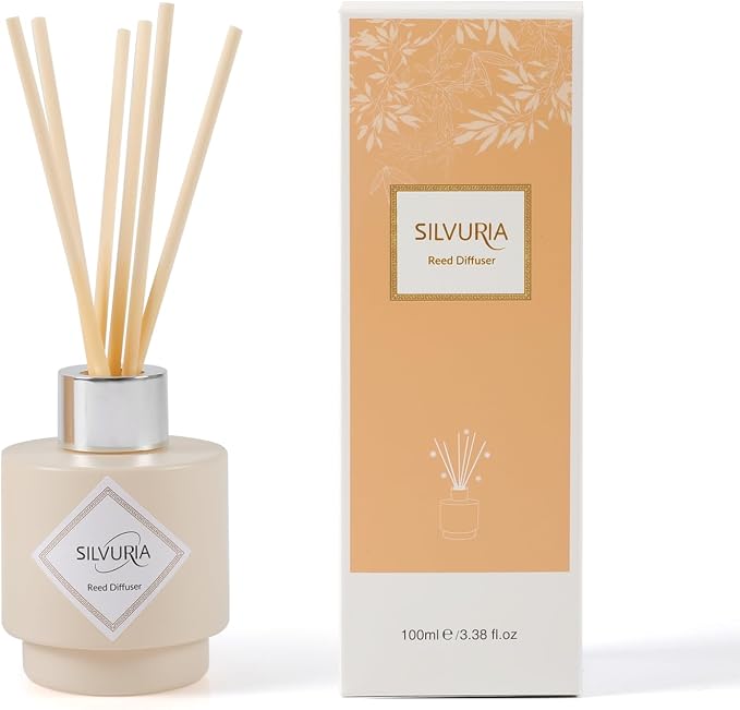 Reed Diffuser Set with White Jasmine Scent,100ml(3.38 oz) | Essential Oil & 6 Reed Sticks,Long-Lasting Fragrance for Home,Bathroom,Bedroom,Perfect Housewarming Gift,Room Freshener
