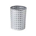 Venalys Small Round Metal Trash Can Wastebasket, Decorative Diamond Pattern Garbage Can Waste Paper Bin, Modern Farmhouse Round Trash Bin for Bathroom, Bedroom, Kitchen and Office (Silver)