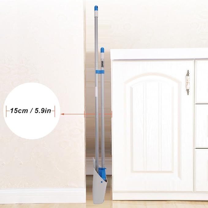 TreeLen Long Handle Broom and Dustpan Set,Upright Dust Pan Combo for Home, Kitchen, Room, Office, Lobby Floor Use Without Bending