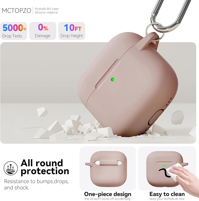 for AirPods 4 Case 2024 with Cleaner Kit & Keychain-Brown | Silicone Protective Cover for Apple AirPods 4th Generation Case,for Women Men,One-Piece Design,Shockproof,Dust Proof