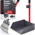 Metal Pooper Scooper for Dogs with Heavy Duty Long Handle Rake & XL Tray | Rustproof Aluminum Poop Scooper for Large Dogs with 9”W 9.5”L Extra Large Tray for Yard, Grass, Dirt & Gravel