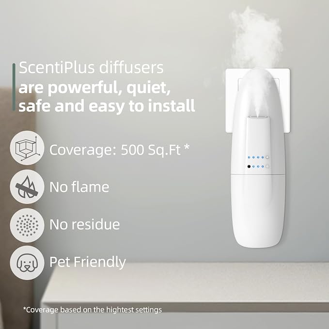 Waterless Nano Scent Air Machine for Home, Plug-in Cold-Air Essential Oil Diffuser, Luxury Hotel Fragrance Atomizer, Professional Aromatherapy Device for Large Room & Office, 100ml, White