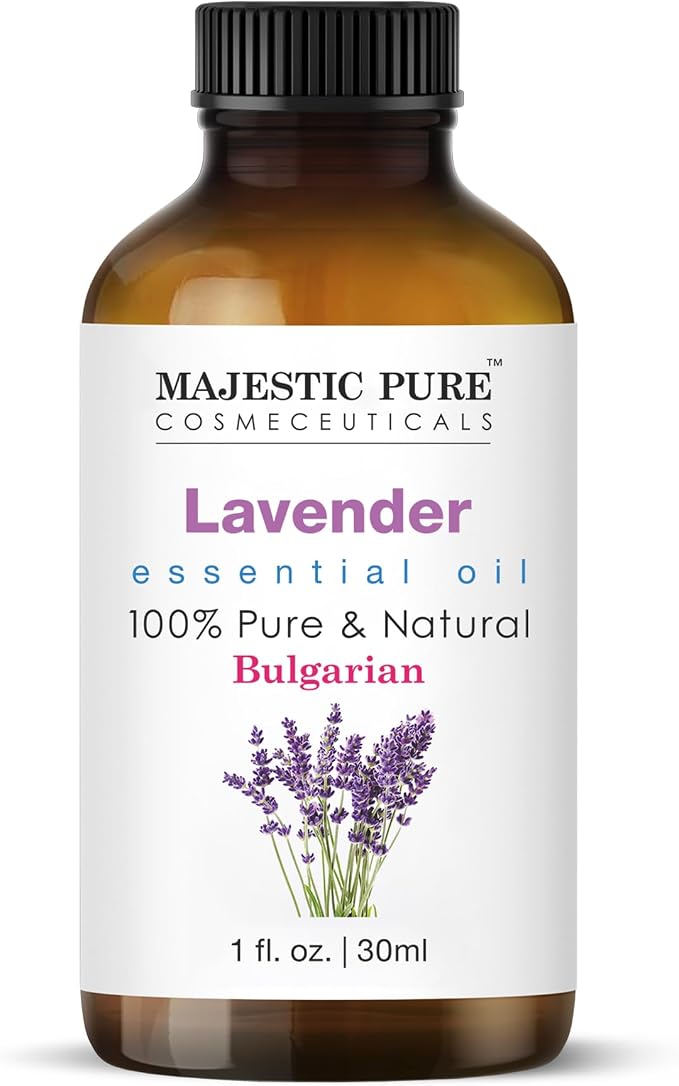 Majestic Pure Lavender Essential Oil for Diffuser - 1 Fl Oz | 100% Natural Essentials Oils Ideal for Relaxing Tense Mood, Eliminating Odor, Creating Peaceful Atmosphere for Sleep & Work