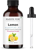 Majestic Pure Lemon Essential Oil for Diffuser - 1 Fl Oz | 100% Pure & Natural Ideal for diffuser use, aromatherapy, massage, soap making, candle making home fragrance