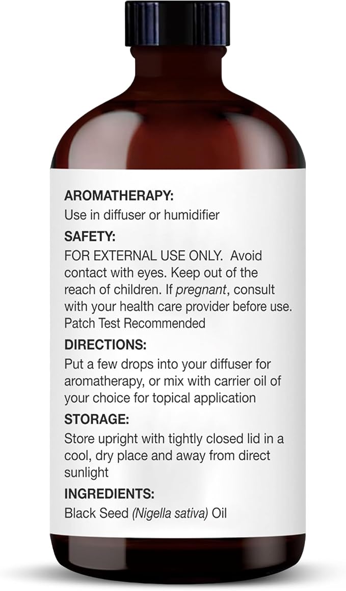 Majestic Pure Blackseed Essential Oil for Diffuser - 4 Fl Oz | 100% Natural Essentials Oils for Aromatherapy, Massage, candle making, soap making and custom essential oil blends