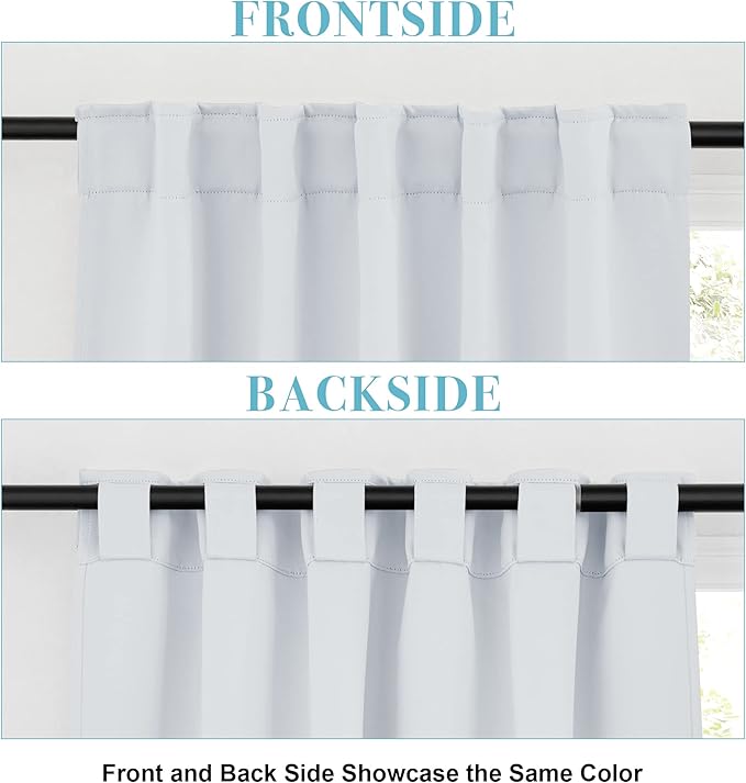 RYB HOME Small Window Curtains - Blackout Insualting Privacy Curtains for Kids Bedroom Kitchen Bathroom Basement Cafe Cabinet Tiers Drapes, 34 Width x 24 Length, 2 Panels, Grayish White