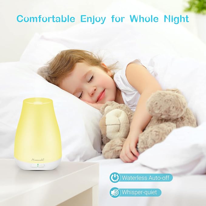 Homeweeks Essential Oil Diffuser for Room 100 ML 1 Pack | Aromatherapy Scent Diffuser Adjustable Mist Mode, Cool Mist, Auto Off Ultrasonic Aroma Fragrance Diffuser for Bedroom Office