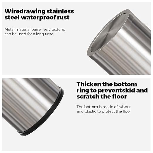 18L Stainless Steel Bathroom Trash Can, Silver