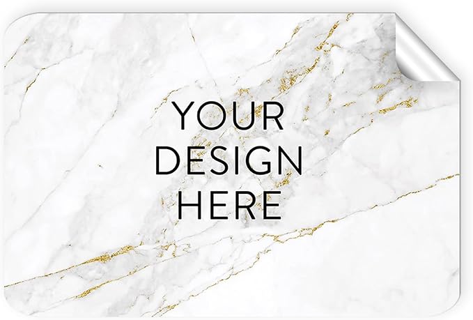 100 Custom Vinyl Stickers - Upload Your own Image, Text, Design, Logo - Personalized Logo Labels for Handmade, Packaging, Bottle, Jars, Candle, Brand Stickers (Gold Marble, 4x2)