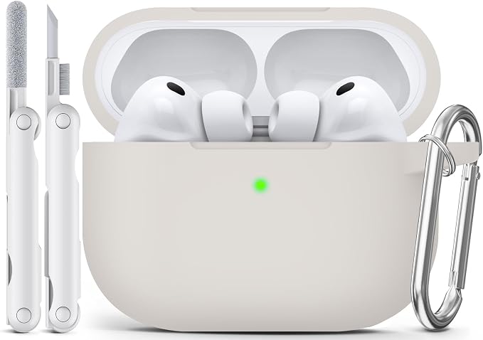 for AirPods Pro 3 Case 2025,Come with Cleaner Kit,Stone | Silicone Protective Cover for Airpod Pro 3rd Generation Case with Keychain,for Women Men,One-Piece Design,Shockproof