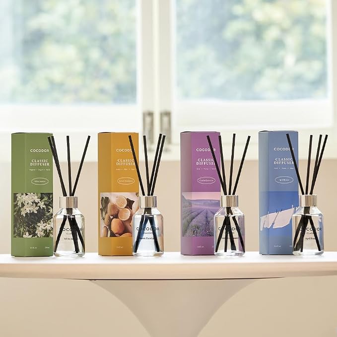 COCODOR Classic Reed Diffuser/Lemon Eucalyptus/3.4oz(100ml)/1 Pack/Fragrance Scent Essential Oil Stick Diffuser Set for Bedroom Bathroom Home Décor