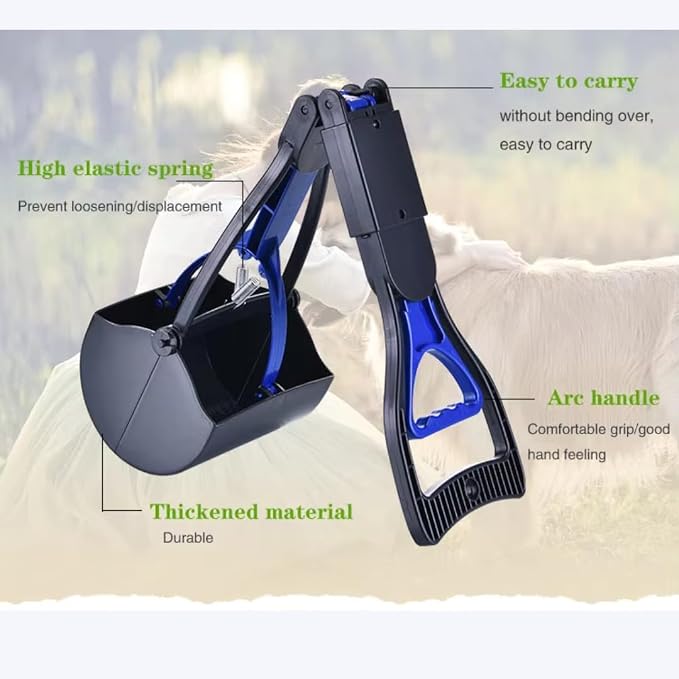 KIVIX 28" Pooper Scooper Pack of 2 Foldable Dog Poop Scoop with Unbreakable Material and Durable Spring - Easy to Use for Grass, Dirt, Gravel