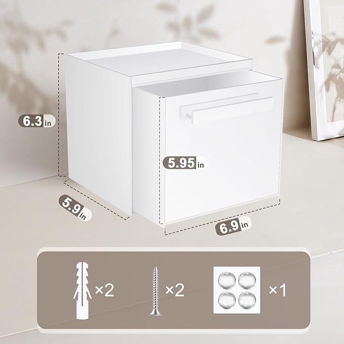 Disposable Face Towel Storage Box Compatible with Clean Skin Club Clean Towel XL Acrylic Facial Towels Holder with Drawer Wall-Mounted Makeup Organizer for Vanity, Bathroom (Glossy White) | Premium Thicken Acrylic | Compatible with Clean Skin Club Towe...
