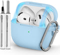 Ljusmicker for AirPods 4 Case 2024 with Cleaner Kit,Soft Silicone Protective Cover for Apple AirPods 4th Generation Cases for Women Men,for AirPod 4 Case Accessories with Keychain-Magnetic Sky Blue