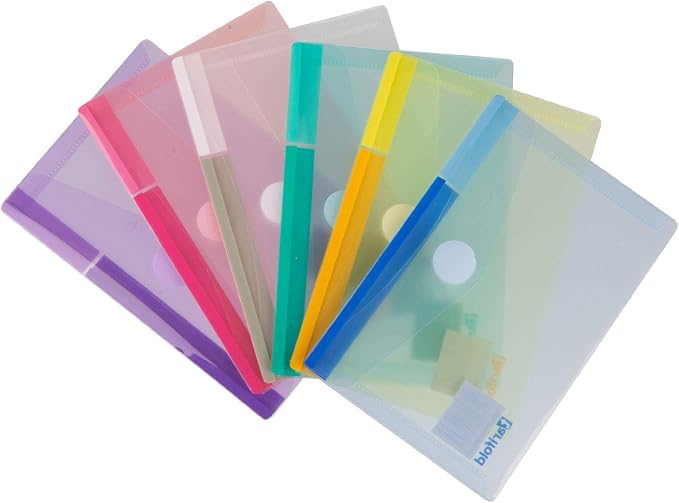 Tarifold Document Holders w/Closure, 6.25 in x 4.5 in, Assorted, 6 Pack | 6 reusable document holders, 6.25 inches x 4.5 inches, secure closure, assorted colors