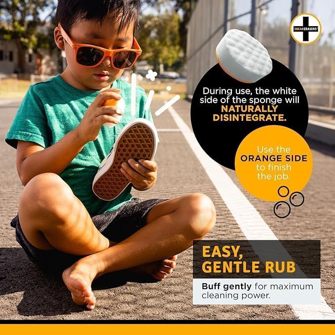SneakERASERS Sole & Sneaker Cleaner, Premium Shoe Cleaner for Sneakers, Dual-Sided Sponges, Effective for Tennis Shoes & Women Men Sneakers, Gentle Rub Design Cleaner Kit, 20 Pack