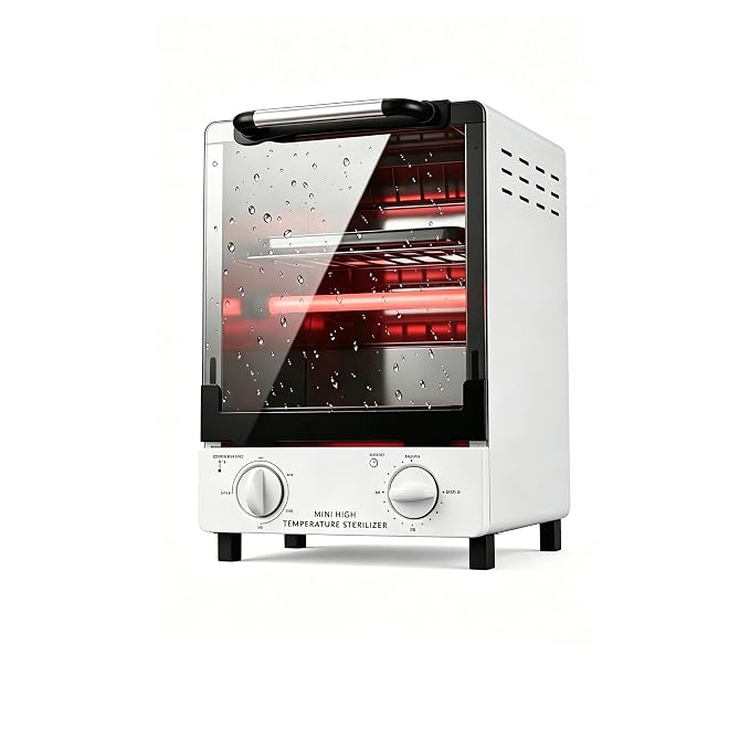 High Temperature Sterilizer, Large Capacity Dry Heat Stainless Steel Sterilizer with Temp and Timer Control, Max timing 60min, Max temperature 250℃ (482℉), With Stainless Trays, 110V power
