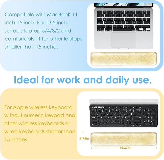 Wrist Rest Pad Comfortable Silicone Cushion Bling Bling | Typing Hand Pain Relief Support Keyboard Pad with Gel-filled Magic Keyboard Other Keyboards Office & Home (Bright Yellow)