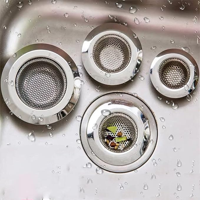 Drain Hair Catcher,Drain Stoper,Shower Drain Cover for Bathtub, Kitchen Sink Strainer, Stainless Steel Bathroom Sink, Drain Stopper with (4 PCS,White,2.1 in)