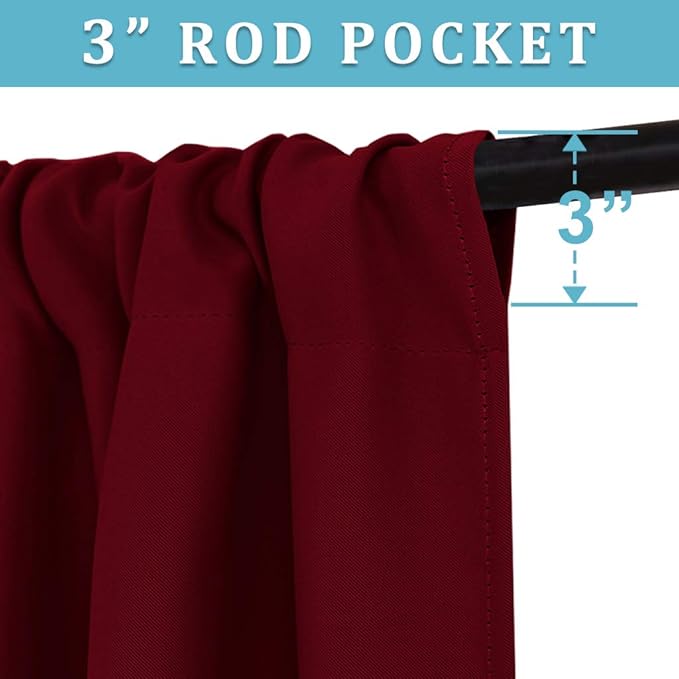 RYB HOME Blackout Curtains for Kitchen, Over Sink Privacy Curtains Window Decor, Thermal Insulating Drapes for Bathroom Cafe Bedroom Small Window, W 42 x L 24 inch, Burgunday Red, 2 Panels