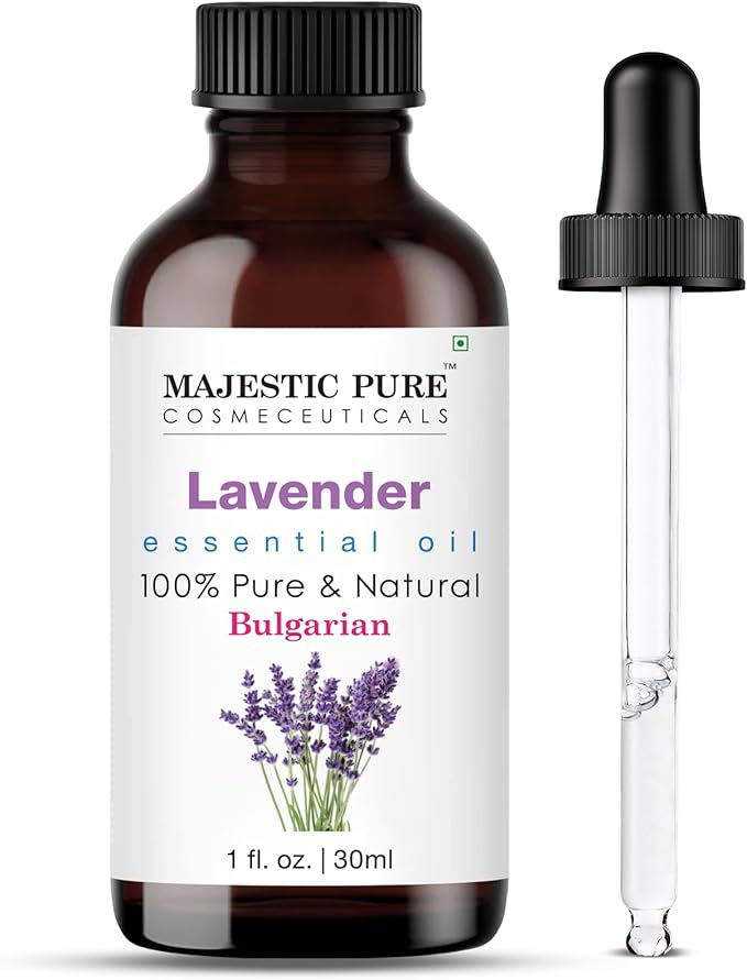 Majestic Pure Lavender Essential Oil for Diffuser - 1 Fl Oz | 100% Natural Essentials Oils Ideal for Relaxing Tense Mood, Eliminating Odor, Creating Peaceful Atmosphere for Sleep & Work