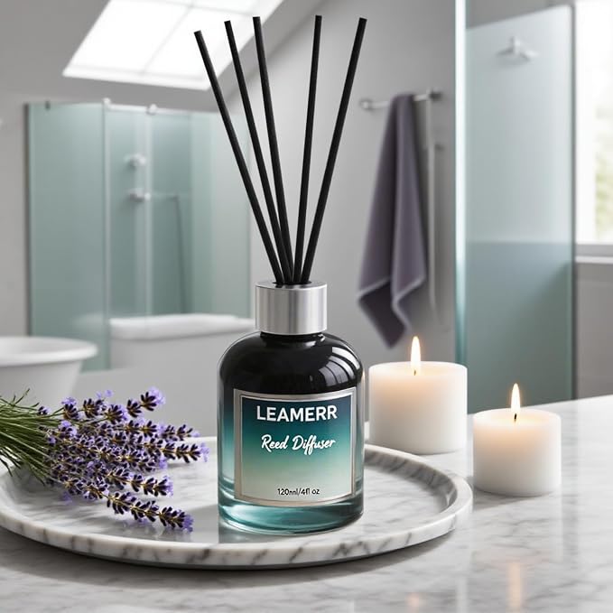 Lavender Reed Diffusers for Home, 4 oz (120mL) Aromatherapy for Relaxation & Air Freshener. Perfect for Home, Bathroom, Office & Room Decor, Calming Botanical Scent