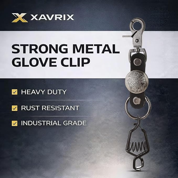 Heavy Duty Glove & Hat Clip with Carabiner, All-Metal Spring Clamp Work Glove Holder for Tool Belt, Harness, Backpack