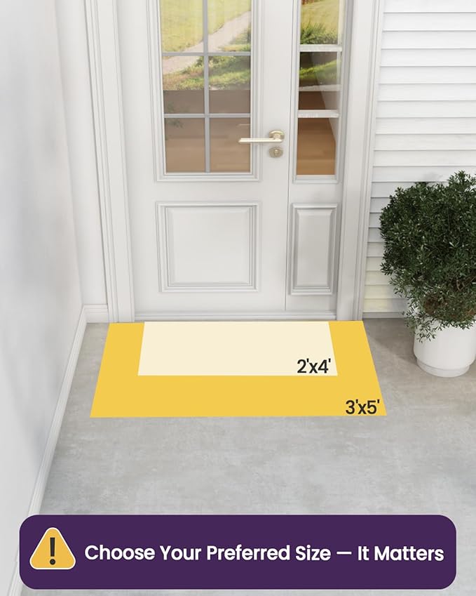 DEXI Front Door Mat Outside Entrance, Heavy Duty Non Slip Low Profile Doormat for Entryway, Trap Dirt and Moisture Welcome Mats, Easy Clean, Patio, Garage, 5x3, Brown