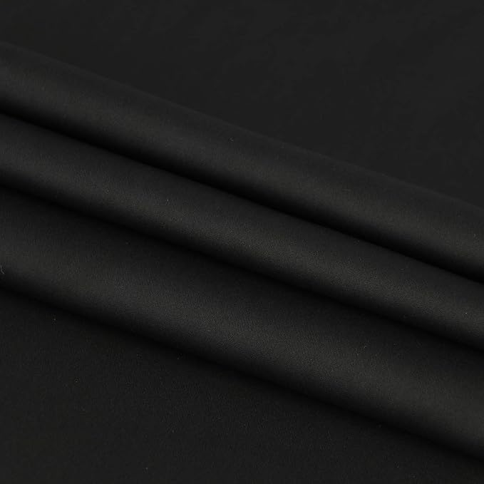 DWCN French Door Curtains – Rod Pocket Thermal Blackout Curtain for Doors with Glass Window, Kitchen and Patio Doors for Privacy, 54 X 72 Inches Long, 1 Curtain Panel with Tieback, Black