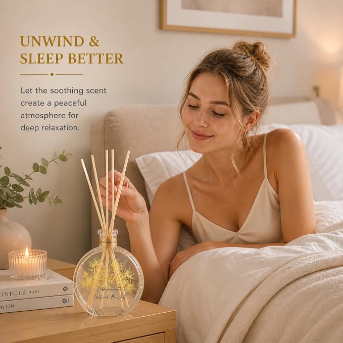 Citrus Reed Diffuser, 3.5 Fl Oz | Bright citrus scent; long-lasting reed diffuser gift set for bedroom, living room, bathroom or office relaxation.