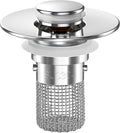Bathroom Sink Drain Strainer, Pop-up Sink Drain Strainer with Removable Stainless Steel Strainer Basket Hair Catcher, Bathroom Sink Strainer for Bathroom Sink Stopper Replacement(1PCS)