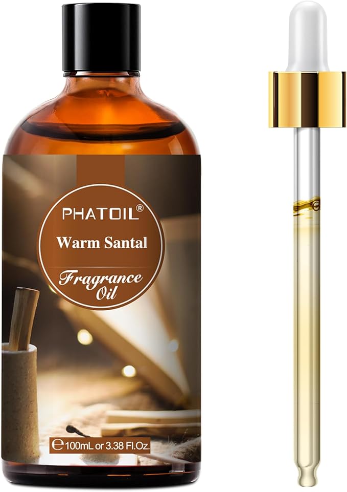PHATOIL 3.38FL.OZ Warm Santal Fragrance Oils for Aromatherapy, Essential Oils for Diffusers for Home, Perfect for Diffuser, Yoga, Skin Care, DIY Candle and Soap Making - 100ml | Long Lasting Scented Oils For Humidifier, Air Freshener, DIY Soap Candle, ...