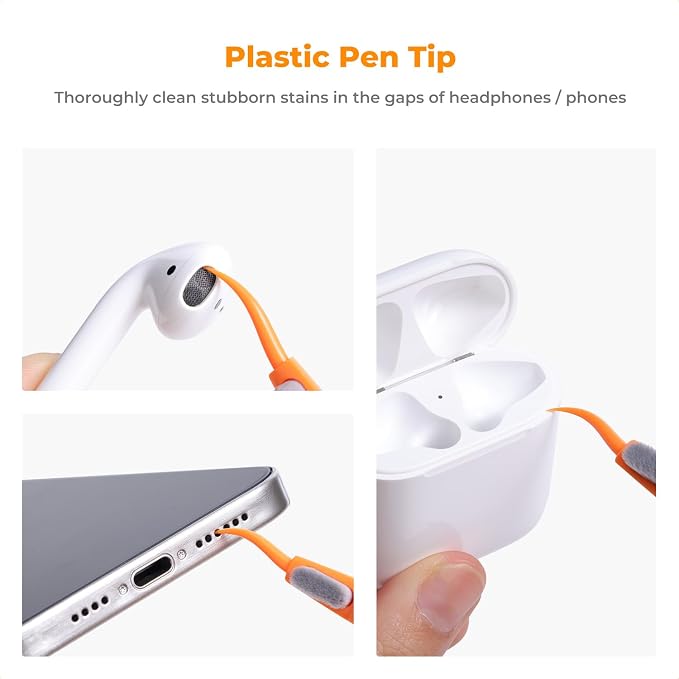 K&F CONCEPT Multifunctional Lens Cleaning Kit for Bluetooth Earphones | Cleaning Pen,Cleaning Stripper X3,Flocking Sponge X3,Soft Brush Head,Chamois Carbon Head,Aluminum Alloy Pen Body,MP02