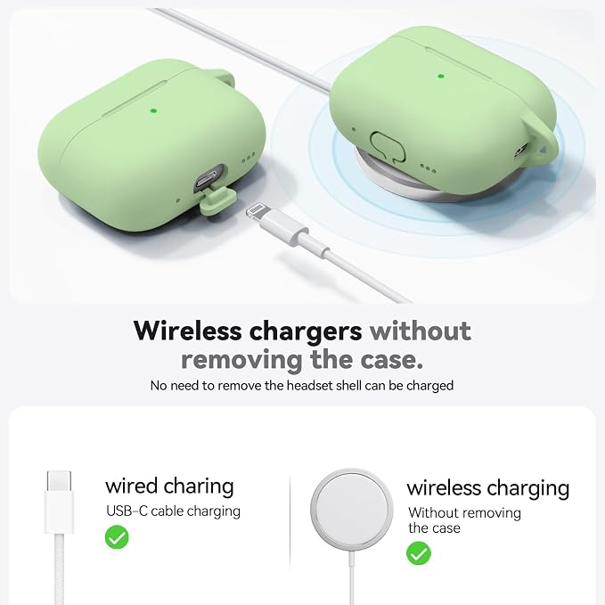 Ljusmicker for AirPods Pro 3 Case 2025 with Cleaner Kit,Pastel Green | Soft Silicone Protective Cover for Apple AirPod Pro 3rd Generation Case with Keychain for Women Men,Shockproof