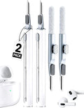 Cleaner Kit for Airpods, 2Pack Earbuds Cleaning kit for Airpods Pro 4 3 2 1, Multi-Function Cleaning Pen with Soft Brush Flocking Sponge for Bluetooth Earbuds, iPhone 17,16,Laptop, Camera (Pure white)