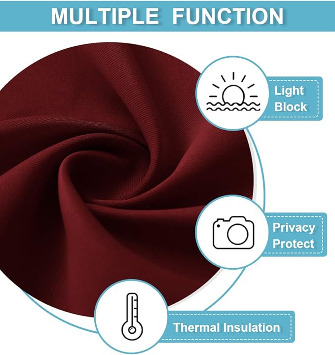 RYB HOME Blackout Curtains 84 inches Long 2 Panels Set for Living Room, Thermal Insulating Privacy Curtains & Drapes for Doorway Temporary Door Alternative Accordion Door, W 42 x L 84, Burgundy Red