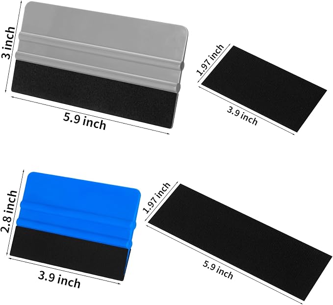Arayker 20 Pack Vinyl Wrap Squeegee 4 Inch / 6 Inch Felt Edge Squeegee | Window Film Tint Tool Decal Applicator Scraper Tool Wallpaper Smoothing Tool with 20 PCS Black Fabric Felt
