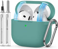 for AirPods 4 Case 2024 with Cleaner Kit & Keychain-Magnetic Green | Silicone Protective Cover for Apple AirPods 4th Generation Case,for Women Men,One-Piece Design,Shockproof,Dust Proof,Magnetic