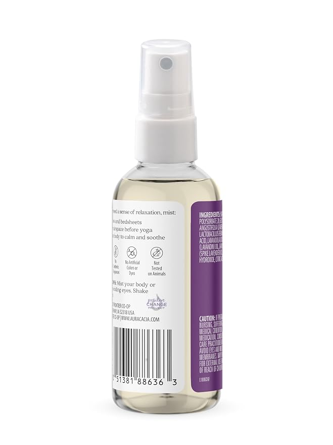 Aura Cacia Relaxing Lavender Aromatherapy Mist, 4-Ounce, Lavender Pure Essential Oils, Sweet & Floral Aroma | Lavender Pure Essential Oils, Sweet & Floral Aroma