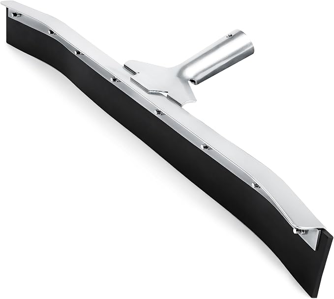 Curved Floor Squeegee 24’’, Rubber Blade Garage Squeegee, Taper Pole Connection - Handle Sold Separately for Tiles, Concrete and Asphalt