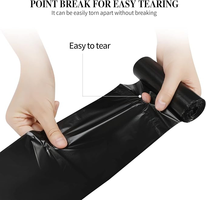 5 Rolls Small Trash Garbage Bags, 4 Gallon 100 Counts (Black) | Strong Thin Material Disposable Kitchen Garbage Bags, Durable Plastic Trash Bags for Office Home Bedroom Garden Waste Bin