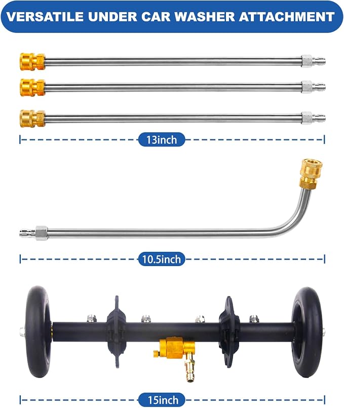 Undercarriage Cleaner Water Broom Pressure Washer Attachment, 16 Inches Undercarriage Washer, Pressure Washer Underbody Cleaner 4 Extension Wands 4 nozzles DUS3202