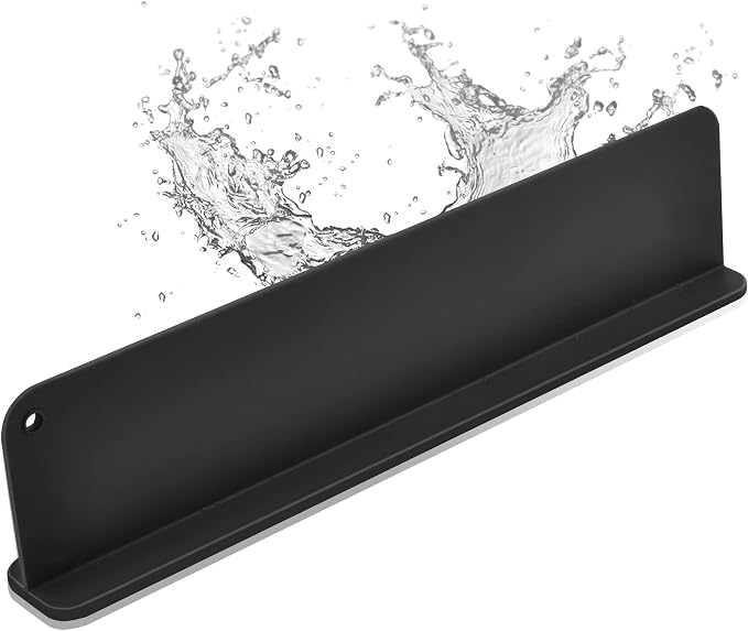 Silicone Sink Splash Guard, Sink Splash Guard with Suction Cup, Kitchen Sink Splash Guard that Can Be Placed Behind the Sink, Sink Splash Guard(17.3 x 4.1 Inch Black)