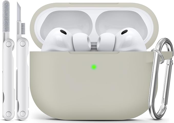 for AirPods Pro 3 Case 2025,Come with Cleaner Kit,Khaki | Silicone Protective Cover for Airpod Pro 3rd Generation Case with Keychain,for Women Men,One-Piece Design,Shockproof