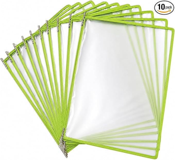 Tarifold Replacement Pivoting Pockets, Letter Size, 10 Pack | 10 non-glare wire-reinforced PVC pockets hold 20 letter-size sheets, snap-on index tabs included, top-loading