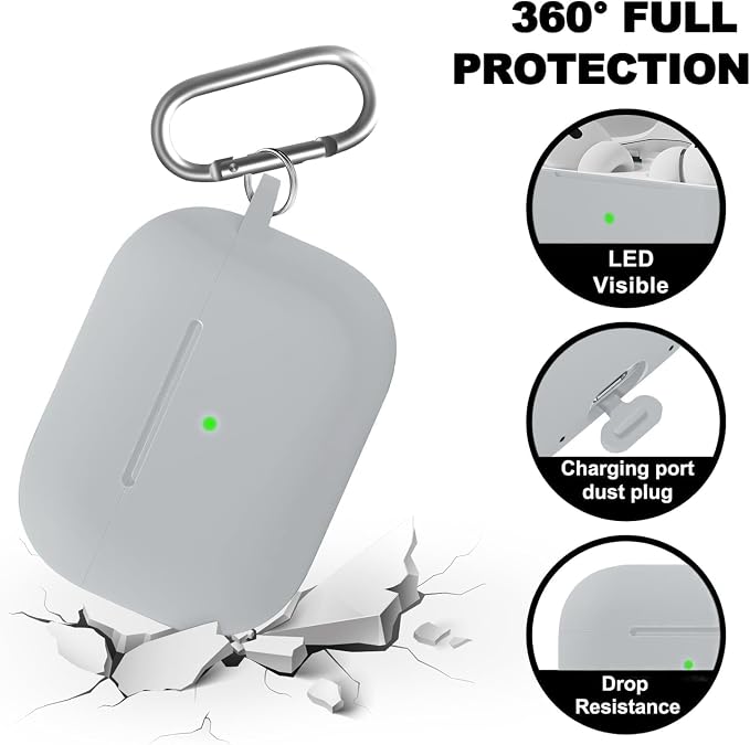 Full-Coverage dustproof Design for AirPods Pro 3 Case Cover with Cleaner Kit, Soft Silicone Cover for AirPods Pro 3rd Generation Comes with Keychain,Suitable for 3rd Generation Case,Gray
