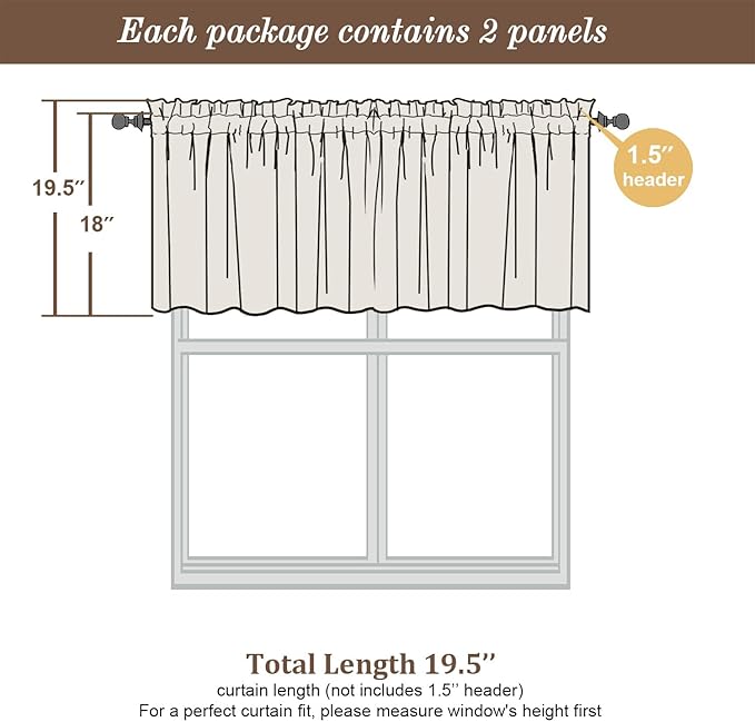 Chyhomenyc Sheer Valances for Windows 2 Pack, Small Window Curtains for Living Room Bathroom Cafe Laundry Basement, Modern Top Dual Rod Pocket Voile Curtain, 42W x 18L inches, Sky Blue